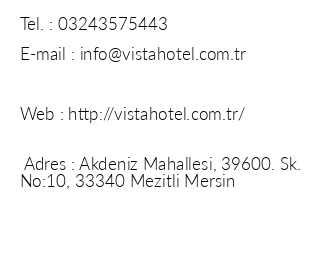Vista Boutique Hotel iletiim bilgileri